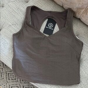 NWT Move Theology Taupe Crop Tank Top SZ M